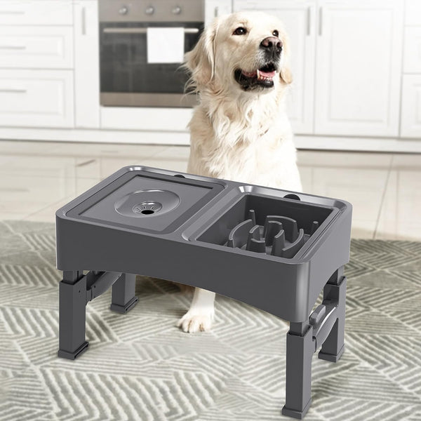 UPSKY 2-In-1 Elevated Dog Bowls Slow Feeder, 4 Height Adjustable Raised Bowl Stand, No Spill Dog Water Bowls, Anti-Slip Food and Water Bowls for Small Medium Dogs(Not Include Stainless Steel Bowl)8