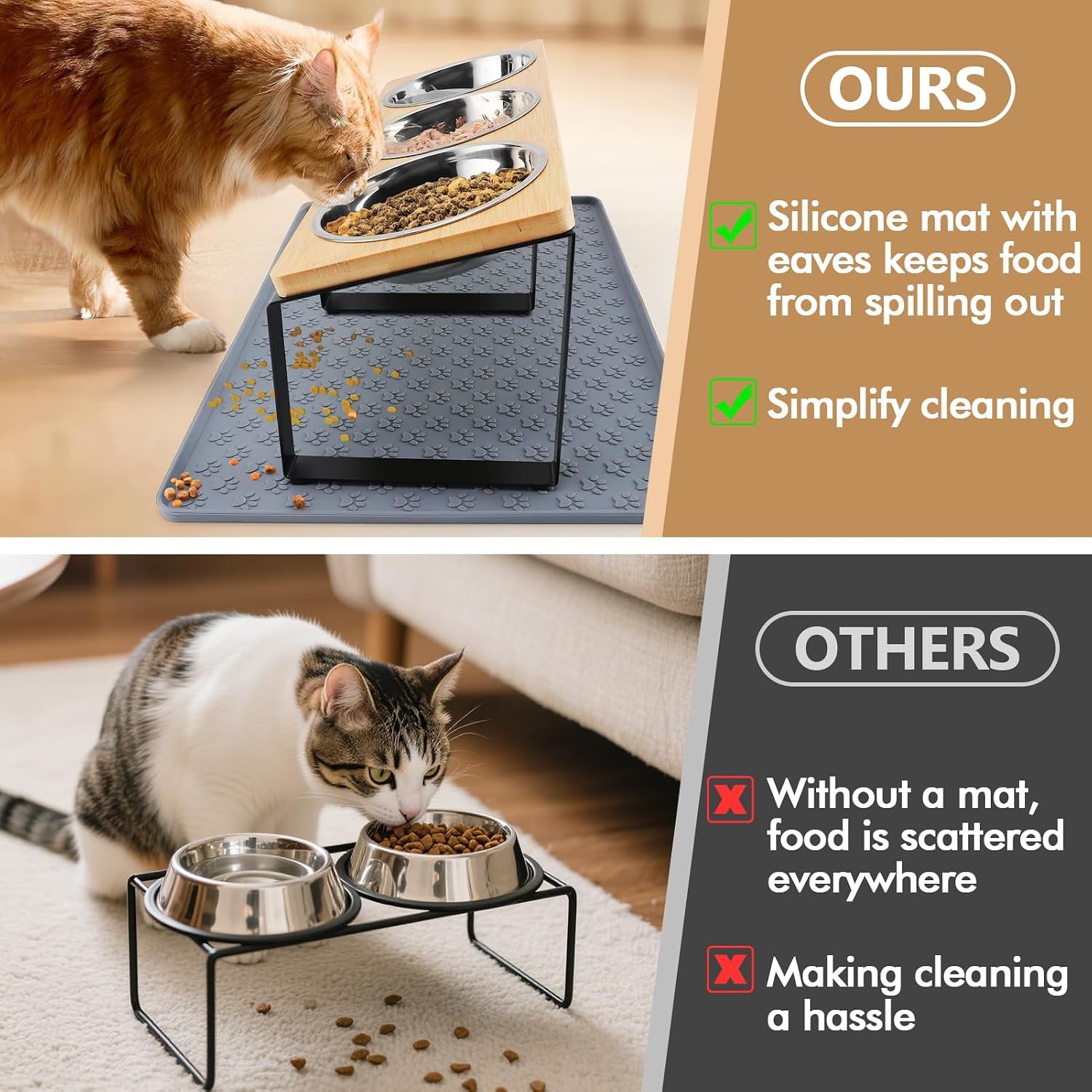 15-tilted-elevated-cat-bowls-raised-cat-bowls-stand-with-silicone-food-mat-3-stainless-steel-cat-dishes-for-food-and-water-anti-vomiting-for-indoor-cats-and-small-pets