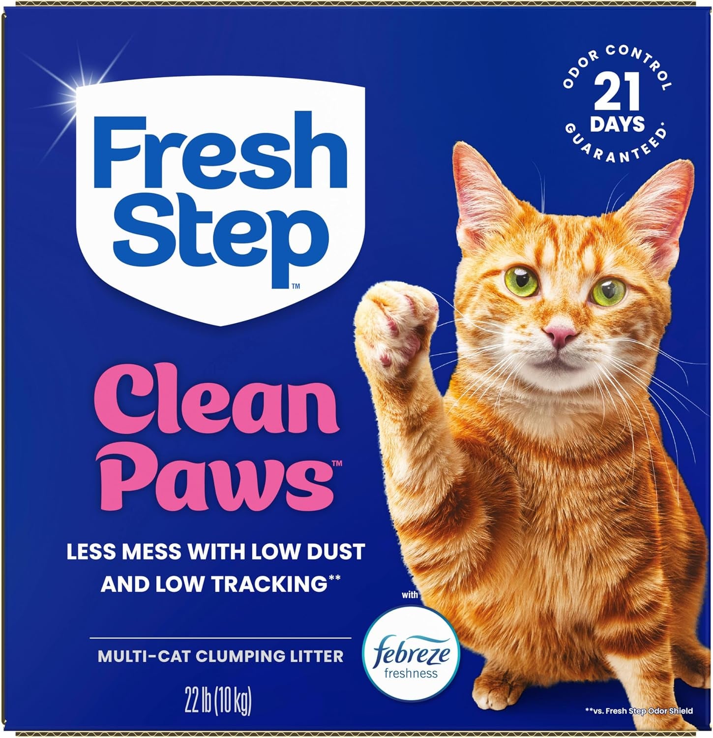 fresh-step-clean-paws-multi-cat-clumping-litter-with-febreze-freshness-ammonia-block-technology-low-tracking-22-lb-box