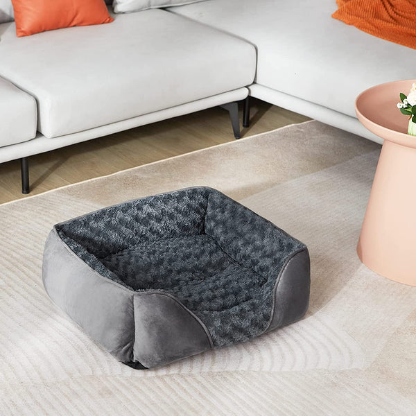 INVENHO Rectangle Washable Orthopedic Dog Bed for Small, Medium and Large Dogs, Soft Calming, Sleeping Puppy Bed Durable Pet Cuddler with Anti-Slip Bottom, S (20"X19"X6")7