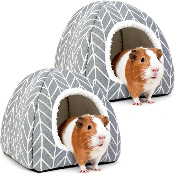 Guinea Pig Hideout Bed, Dwarf Rabbit House Cave | Cozy Hide-Out Cage Accessories for Little Bunny, Hedgehog, Ferret, Chinchilla & Other Small Animals, Grey10