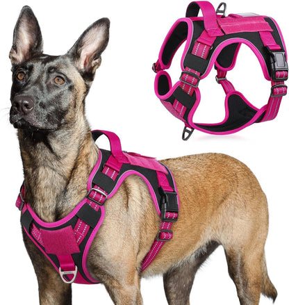 Rabbitgoo Tactical Dog Harness for Large, No Pull Military Service Vest | Molle & Handle, Heavy Duty, Adjustable, Reflective Straps, Easy Control for Training Walking, Black, Large60