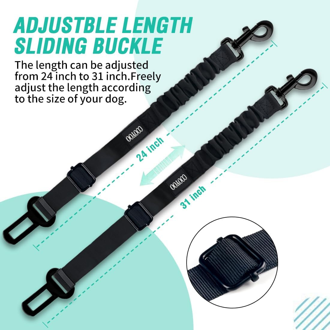 cooyoo-dog-seat-belt-durability-retractable-dog-car-harness-adjustable-dog-seat-belt-for-vehicle-nylon-pet-safety-seat-belts-heavy-duty-elastic-1-pack-black