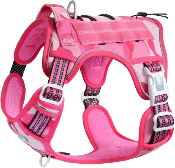 Auroth Tactical Dog Harness for Large Dogs No Pull Adjustable Pet Harness Reflective K9 Working Training Easy Control Pet Vest Military Service Dog Harnesses Army Yellow L13