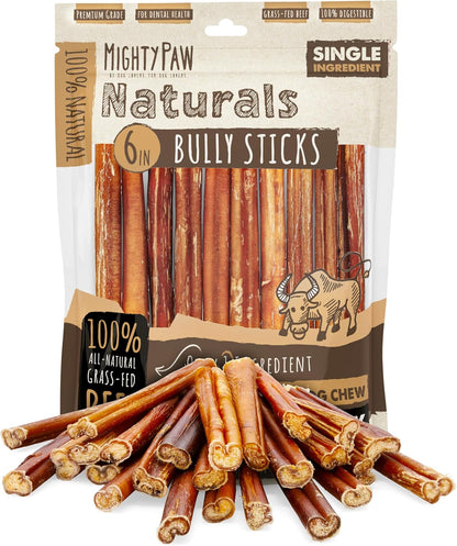 Mighty Paw 12" Bully Sticks for Dogs - Large, Medium and Small Breeds Chew | Single Ingredient, Grass-Fed, Lower Odor, 5 Pack, High Protein, Boredom Buster, All-Natural Sticks16