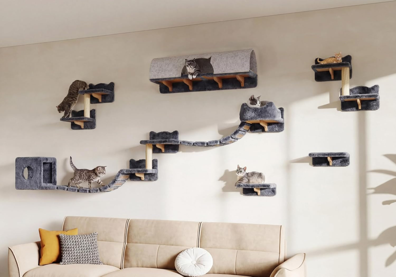 9-in-1-cat-wall-shelves-cat-wall-furniture-set-with-bridge-beige-wall-mounted-cats-shelf-for-space-saving-multi-level-cat-climbing-systems-for-16-inch-drywall-with-scratching-posts-condos