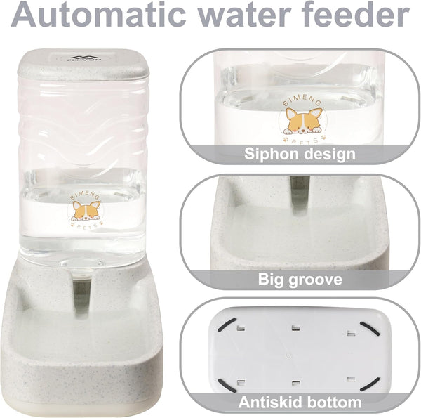 Elevon Automatic Cat Feeder, Gravity Food and Water Dispenser Bowl Set for Small Medium Dogs Animals, Pet Feeder Dispenser Storage Food, 3.8L Large Capacity, White & Gray4