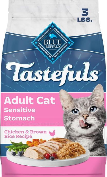 Blue Buffalo Tastefuls Chicken & Brown Rice Recipe Sensitive Stomach Adult Dry Cat Food, Real Chicken First, Deliciously Healthy Natural Cat Food, Natural Ingredients, Supports Digestion, 7-Lb Bag11