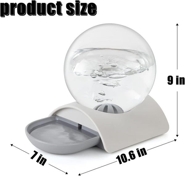 Pet Water Dispenser, 2.8L Automatic Gravity Cat Water Dispenser for Cats, Dogs & Rabbit, Detachable Cat Dog Water Dish Feeder with Spherical Waterer Bubble, Grey5