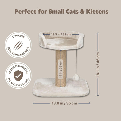 Trixie Mica 18-In Cat Tree for Kittens, Indoor Jute Scratching Post Cat Furniture, Padded Platform, Dangling Toy, Greige4