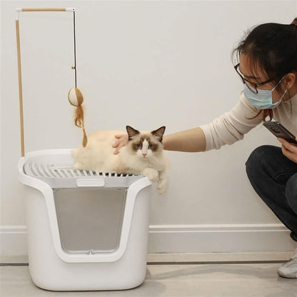 Dog Potty Training Toilet ﻿ Cat Litter Box Top Entry Type Pan with Scoop Large Anti-Splashing Closed Potty Suitable for 12.5KG(C)3