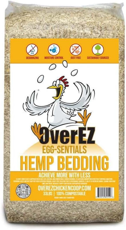 [33Lbs] Overez Hemp Chicken Bedding - Made from 100% Natural Hemp - Super Absorbent, Eco-Friendly, Eggcellent Odor Control, and Dust Free1