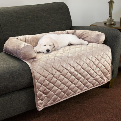 Couch Cover for Dogs - 35X35 Pet Furniture Protector with Memory Foam Neck Bolster, Quilted Fabric, and Water-Resistant Base Layer by PETMAKER (Gray)10