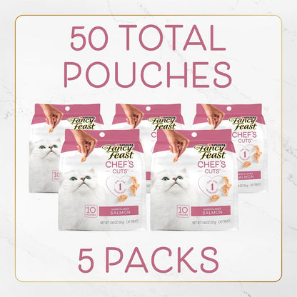 Purely Fancy Feast Natural Hand-Selected Flaked Salmon Entree Cat Treat - (5 Packs of 10) 1.06-Ounce Pouches4
