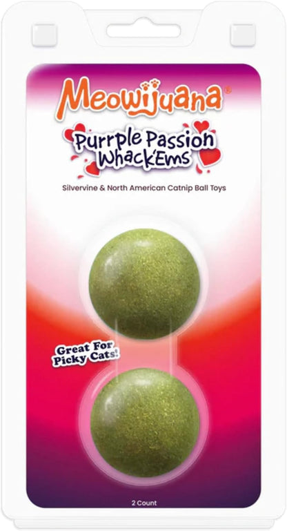 Meowijuana Stick 'N' Lick Catnip Balls, 2-Pack | Purrple Passion | Stickable Catnip & Valerian Root Balls for Cats, 2-Pack; Calming Enrichment for Anxious Cats; Organic, North American-Grown8