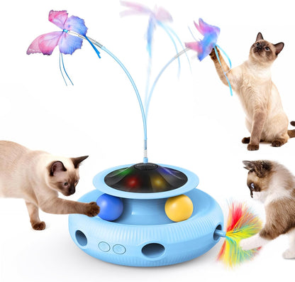 Pawtners Interactive Cat Toy, 4 in 1 Automatic Interactive Kitten Toys for Indoor Cats Rechargeable with Fluttering Butterfly, Track Balls and Ambush Feather8