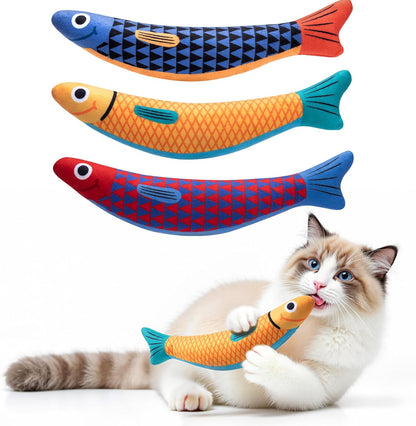 Petbusy Cat Toys With[5000Mg A+Natural Catnip &Silvervine] [Baby Grade] Interactive Soft Chew Kicker Cat Toys for Indoor Cats & Kittens, [Crinkle &Bell] Fish Sound Toy, Drives Bored Cat Crazy with Fun11
