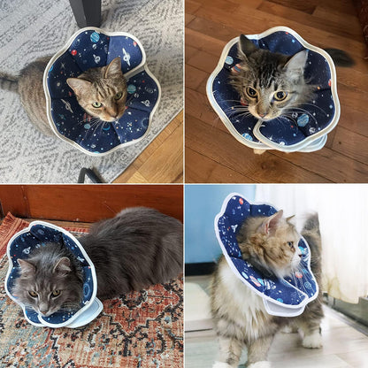 Soft Cat Cone, Adjustable Recovery Collar after Surgery to Prevent Licking Wound, Protective Cat Neck Cone, Comfortable Pet Elizabethan Collar for Cats Kittens and Puppies (M)6