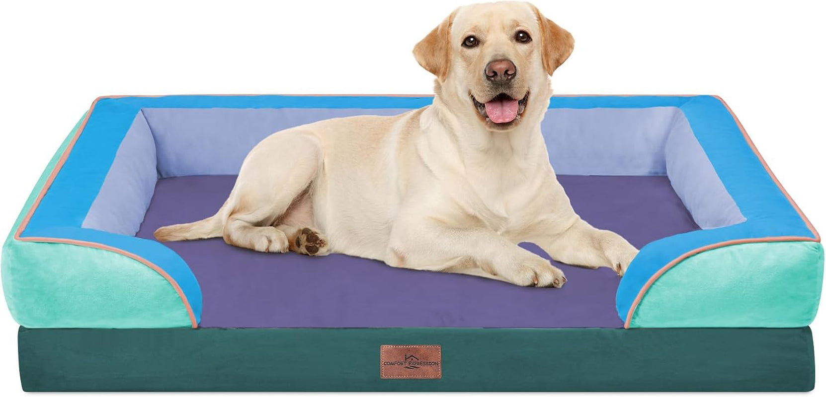 comfort-expression-orthopedic-dog-bed-for-extra-large-dogs-with-bolster-waterproof-dog-couch-bed-with-washable-cover-non-slip-bottom-supportive-egg-crate-foam-xl-pet-bed-42x30-inch