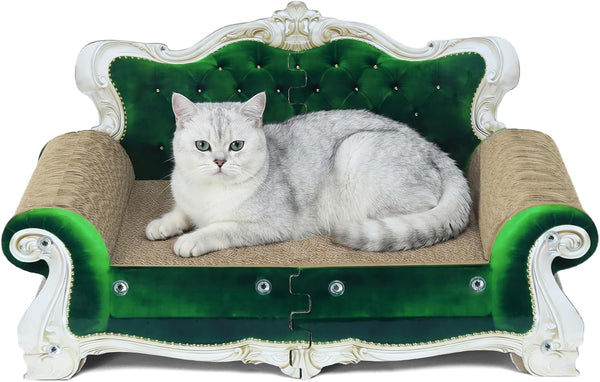 Luxury Cardboard Cat Scratcher Sofa Bed, Couch Shaped Scratching Board, Scratch Lounge with Catnip, Scratcher for Indoor Cats Large Grey15