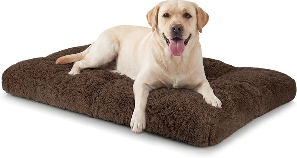 JOEJOY Large Dog Bed Crate Pad, Deluxe Plush Washable Dog Beds Fulffy Soft Kennel Pad Anti-Slip Pet Sleeping Mat for Extra Large Medium Small Dogs, 40" X 27", Beige16