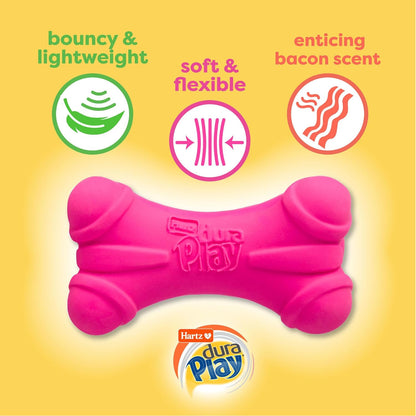 Hartz Duraplay Bone Squeaky Latex Dog Toy for Medium Breeds, 3 Pack3