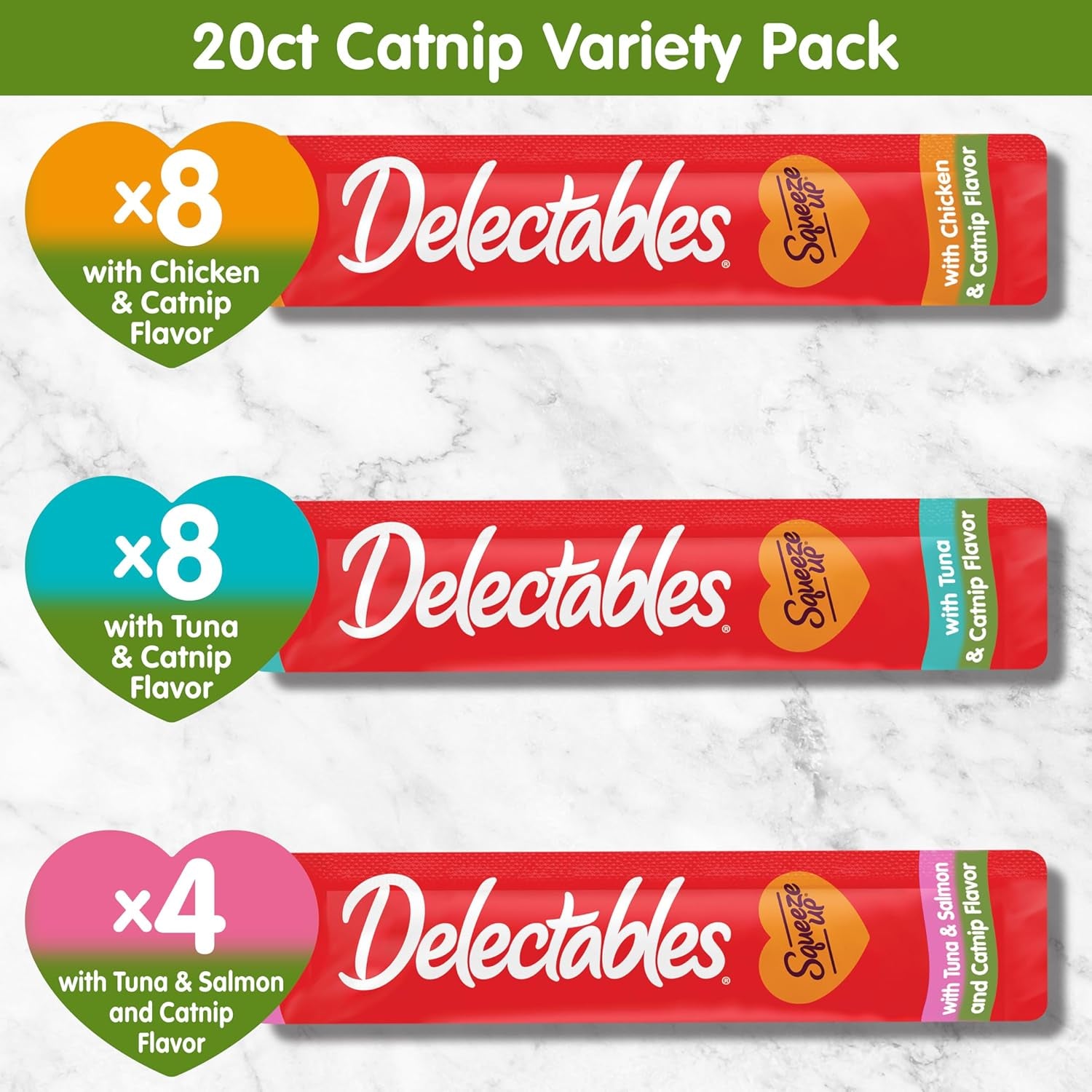 delectables-squeeze-up-catnip-variety-pack-creamy-squeezable-puree-lickable-wet-cat-treats-grain-free-no-added-fillers-no-by-products-no-added-preservatives-0-5-ounces-tube-20-tubes-total