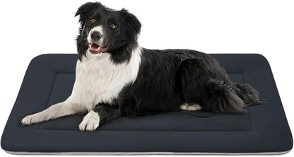 Large Dog Bed Soft Dog Crate Pad Mat, 42 in Non-Slip Bottom Washable Dog Sleeping Mattress Pet Beds Cat Bed Kennel Pad, Dark Blue Gray8