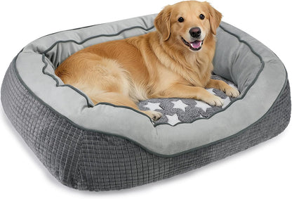 Washable Dog Bed for Small Medium Sized Dogs, Rectangle Small Puppy Cat Dog Beds, Orthopedic Pet Bed, Soft Breathable Calming Pet Sofa Bed Anti-Anxiety with Anti-Slip Buttom, S(20"X19"X6")16