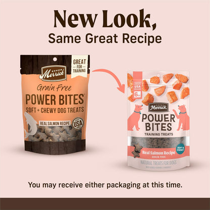 Merrick Power Bites Salmon Recipe Healthy Dog Treats, Real Salmon Grain-Free Dog Snacks, 6 Oz Bag2