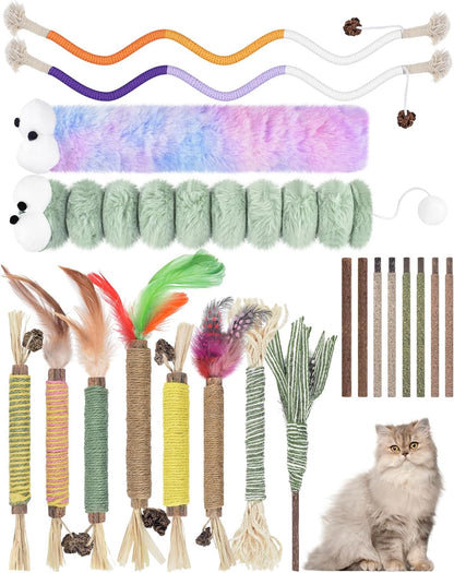 Bissap 10 PCS Silvervine Chew Sticks for Cats, Catnip Chew Sticks Cat Toys for Indoor Cat Kitten Teeth Grinding Interactive Feather Toys for Aggressive Chewers Dental Care9