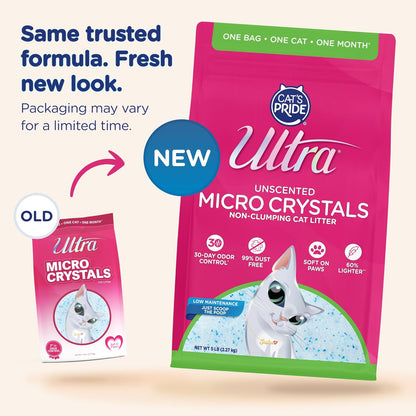 Ultra Micro Crystals Cat Litter - 99.9% Dust Free, Soft on Paws, Fragrance Free - 5 Lbs.2
