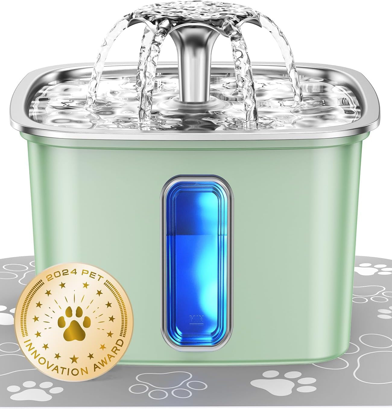 veken-innovation-award-winner-stainless-steel-cat-water-fountain-108oz-automatic-pet-fountain-dog-water-dispenser-with-3-replacement-filters-silicone-mat-gifts-for-cats-dogs-silver