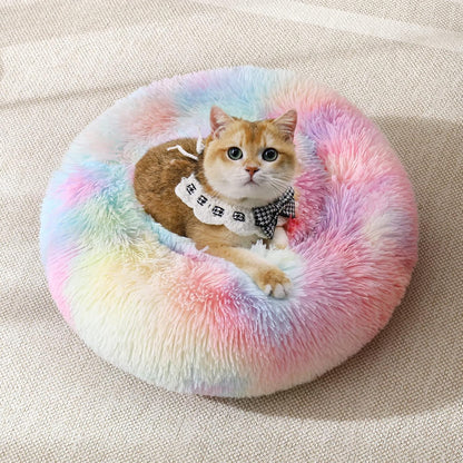 JOLLYVOGUE Small Dog Bed, Calming Soft Anti-Anxiety Donut Cat Bed, Washable round Fluffy Cushion for Small and Medium Pets (20")23