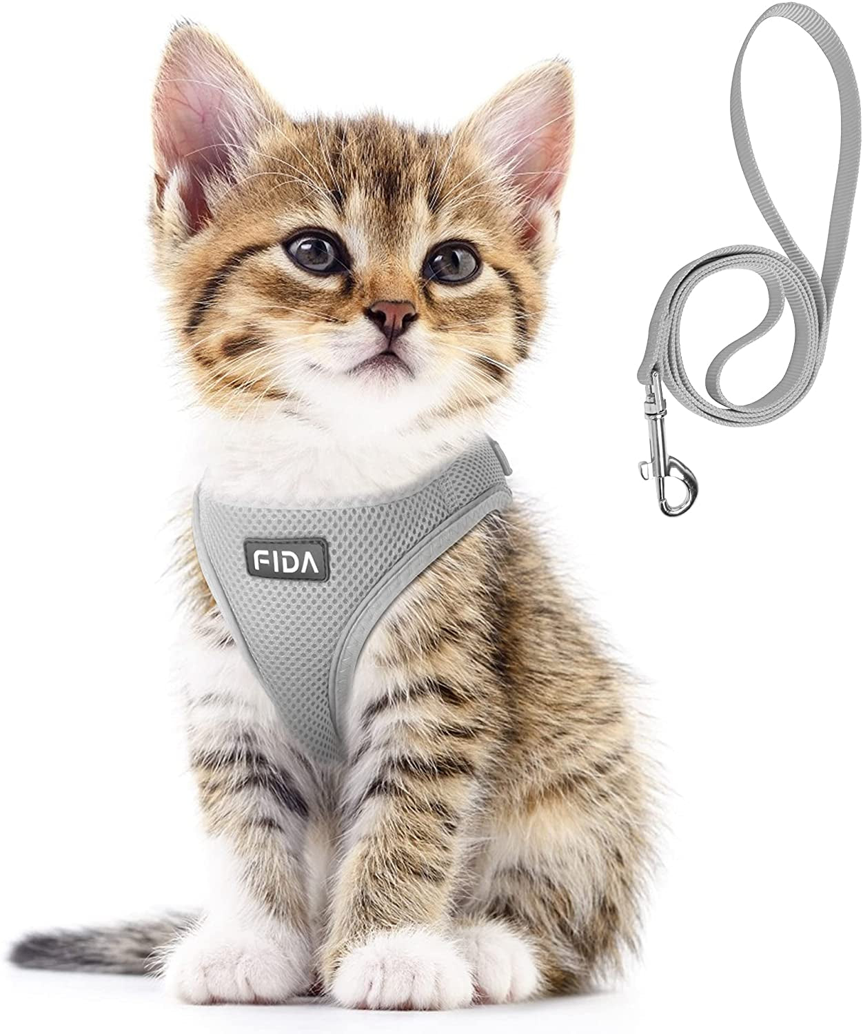 fida-cat-harness-and-leash-set-for-walking-kitten-and-puppy-escape-proof-kitten-harness-with-breathable-lightweight-soft-mesh-adjustable-reflective-step-in-design-xxxs-pink