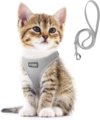 Fida Cat Harness and Leash Set for Walking Kitten and Puppy, Escape Proof Kitten Harness with Breathable Lightweight Soft Mesh, Adjustable Reflective Step-In Design. (XXXS, Pink)15
