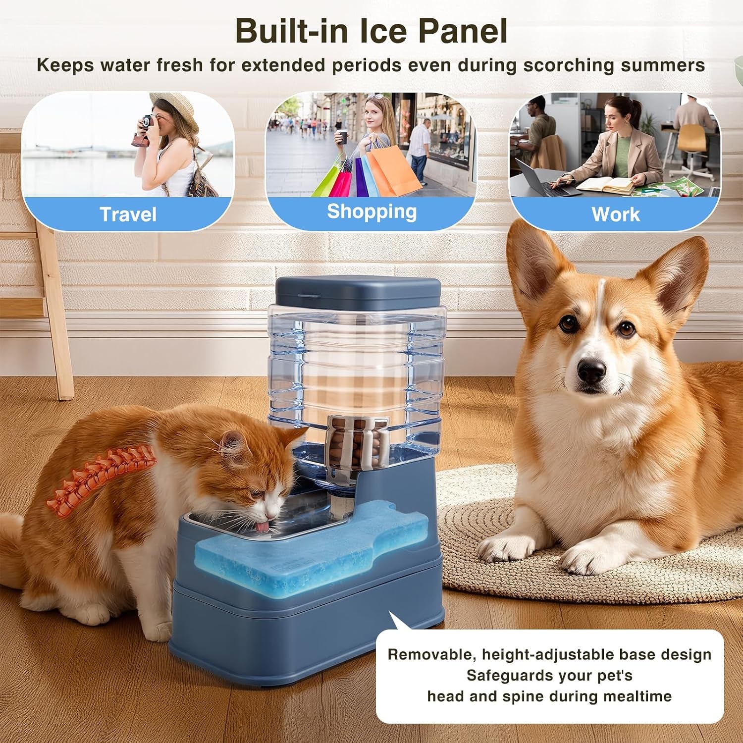 2-pack-automatic-cat-feeder-and-water-dispenser-1-3gallon-dog-gravity-food-feeder-and-water-with-ice-pack-stainless-steel-dry-food-and-waterer-bowl-for-small-medium-large-pets-blue