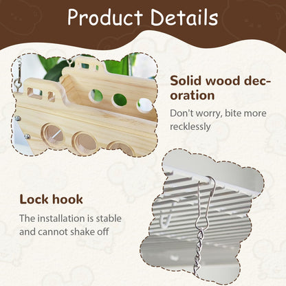 Natural Wood Chinchilla Toy Hammock for Cage Swing, Hanging Chinchilla Bed, Wooden Toys and Cage Accessories, Hut Ledges and Resting Areas for Indoor Habitat Enrichment3