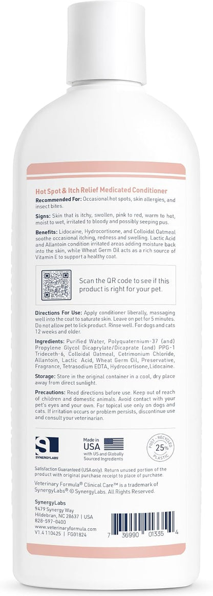 Veterinary Formula Clinical Care Hot Spot & Itch Relief Conditioner, 16 Oz | Medicated Oatmeal Formula Conditions the Skin and Helps Alleviate Itching in Dogs and Cats2