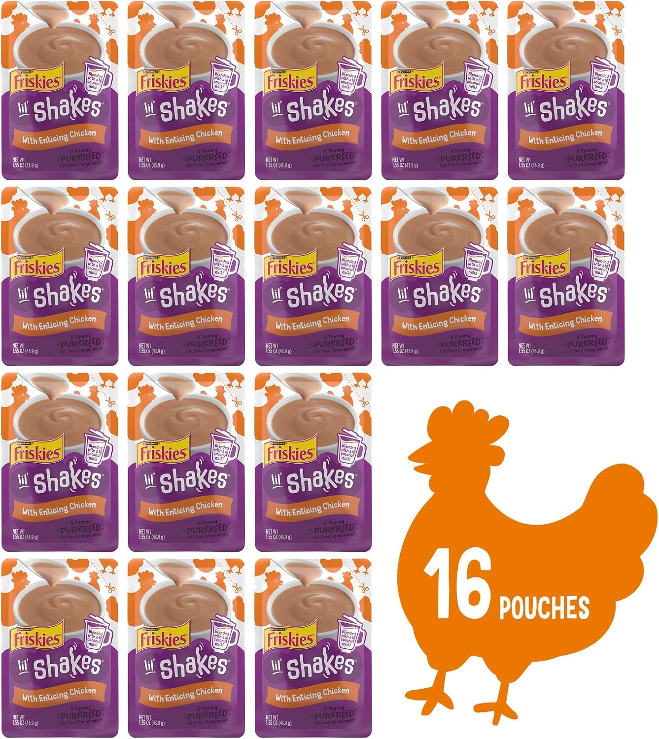 purina-friskies-pureed-cat-food-topper-lil-shakes-with-enticing-chicken-lickable-cat-treats-pack-of-16-1-55-oz-pouches