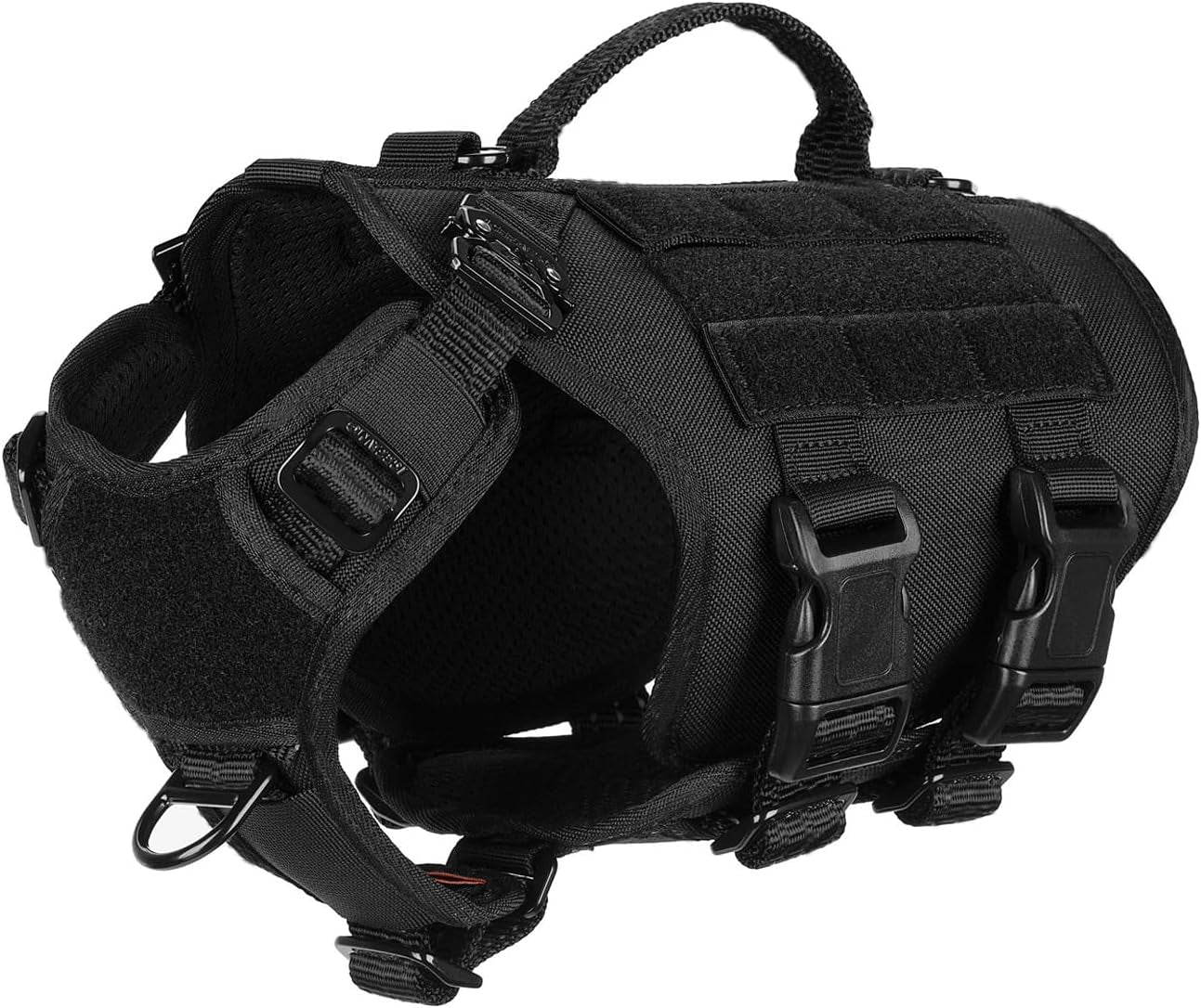 icefang-no-pull-tactical-dog-harness-for-large-dogs-adjustable-dog-vest-control-handle-molle-panel-front-hook-3-leash-clips-soft-padded-for-walking-training-pink-large