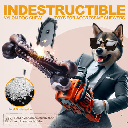 Dog Chew Toys for Aggressive Chewers, 2Pack Indestructible Dogs Bone Toy for Large Small Medium Breeds, Durable Tough Nylon Dog Toys to Keep Them Busy, Puppy Teething Dogs Toy Bone, Beef&Bacon Flavor2