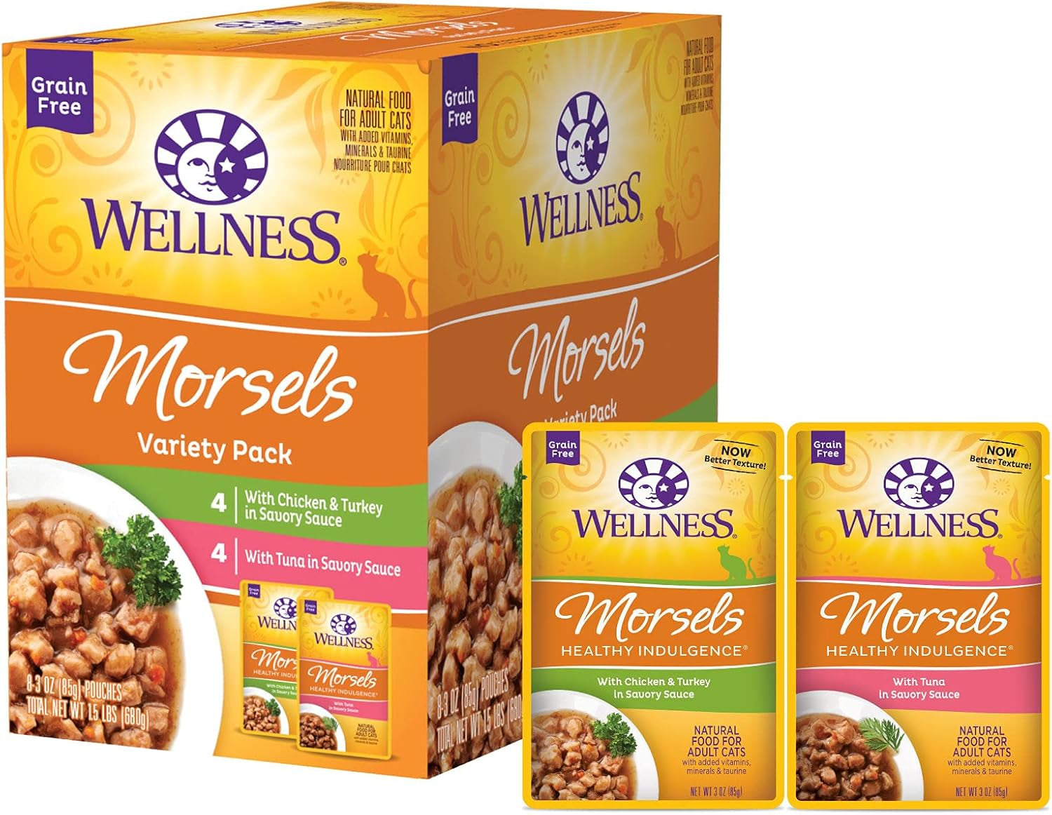 wellness-healthy-indulgence-morsels-variety-pack-adult-wet-cat-food-natural-protein-rich-grain-free-2-flavors-3-oz-pack-of-8-pouches