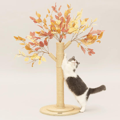 Meowoou Cat Scratching Post 33 Inch Tall Cat Scratcher for Indoor Cats Adults,Small Cat Tree Tower Sisal Rope Kitten Scratch with Interactive Hanging Ball8