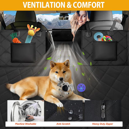 Back Seat Extender for Dogs-Large Space, Dog Car Seat Cover Hard Bottom Holds 420Lbs, Sturdy Backseat Extender for Dogs,Upgraded Waterproof Pet Car Bed Dog Hammock for Car, Suv,Truck, Black6