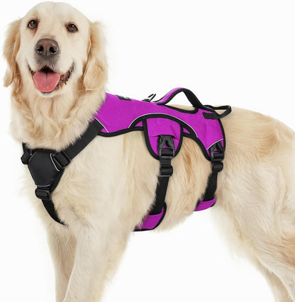 Rabbitgoo Escape Proof Dog Harness for Large, No Pull with Lift Handle | No Escape, Full Soft Padded, Reflective Adjustable Vest, Leash Clip for Walking Hiking Training, Black, Large56
