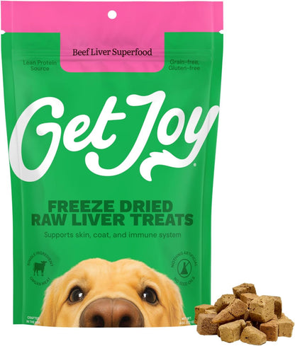 Get Joy Freeze Dried 100% Beef Liver Dog Treats, 4Oz | Single Ingredient Organ Meat, High Protein Raw Dog Food Topper, Snack & Training Rewards | Grain Free, Gluten Free, Filler Free1