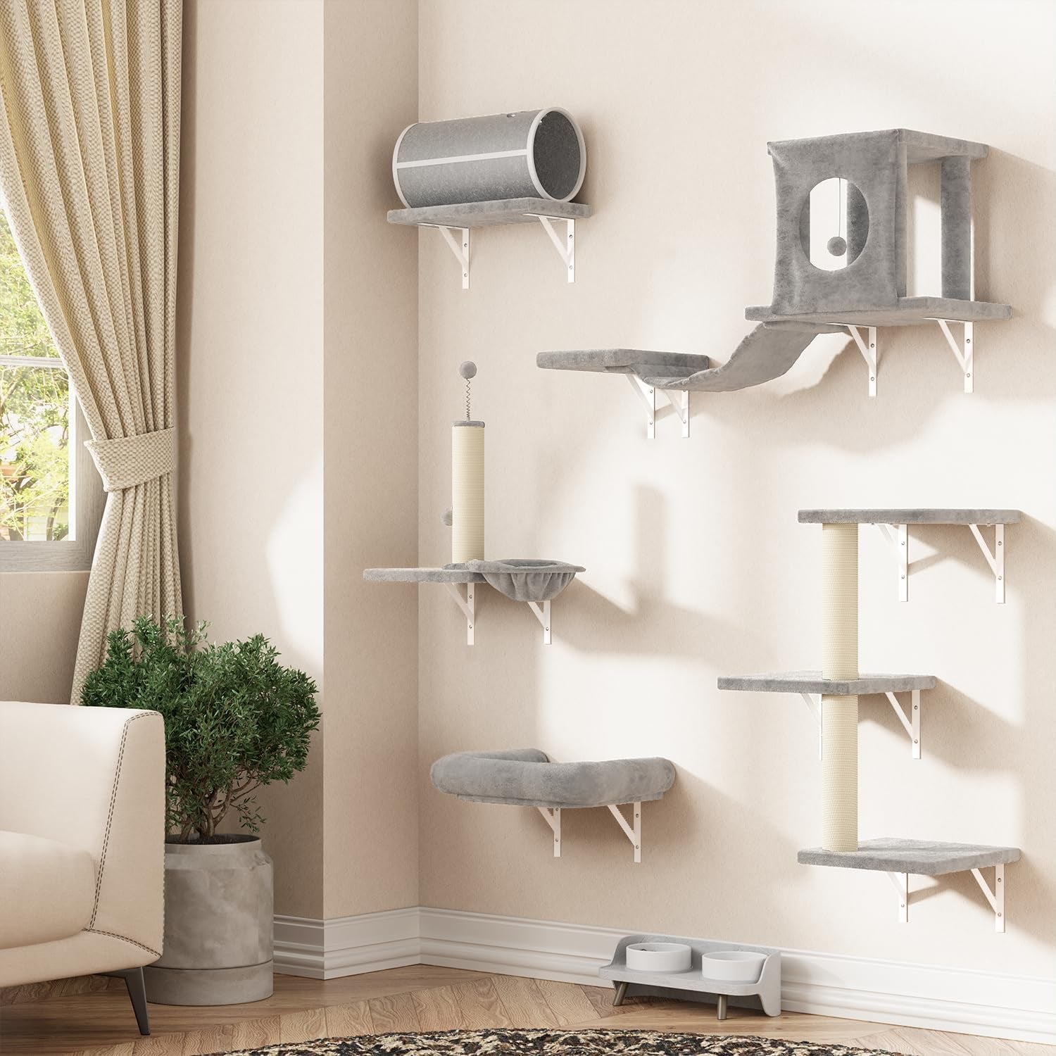 nunu-lab-wall-mounted-cat-furniture-set-6-pcs-climber-set-with-house-bridge-steps-scratcher-board-diy-walls-playground-indoor-cat-shelves-gray