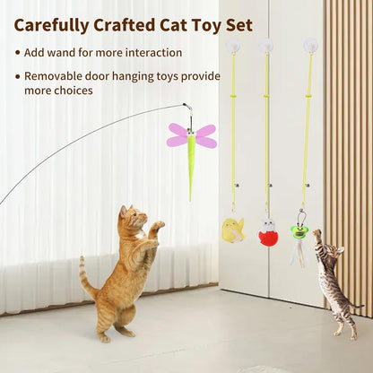 Hanging Cat Toys for Indoor Cats | 8 Assorted Teaser Refills, 3 Indoor Cat Hanging Toy and 1 Interactive Wand Suitable for Indoor Cats4
