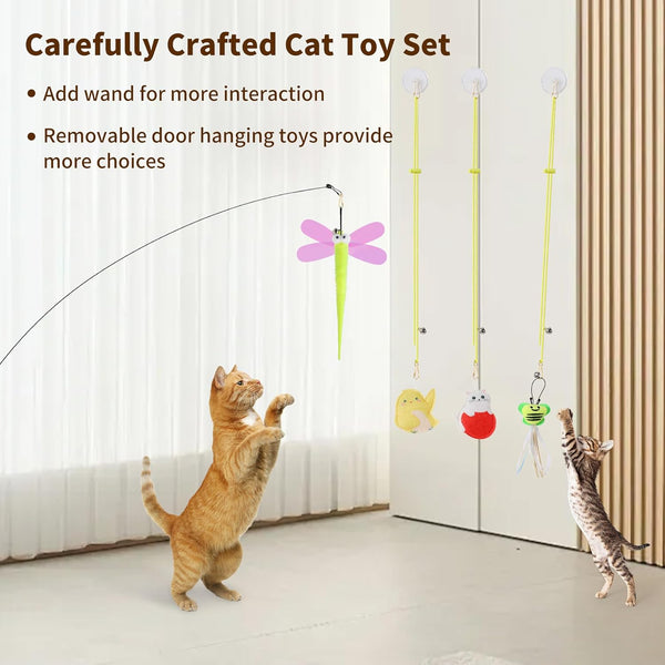 Hanging Cat Toys for Indoor Cats | 8 Assorted Teaser Refills, 3 Indoor Cat Hanging Toy and 1 Interactive Wand Suitable for Indoor Cats4